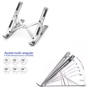 Soporte Laptop Aluminio Altura Regulable + Soporte para Celular de Regalo - imagen secundaria