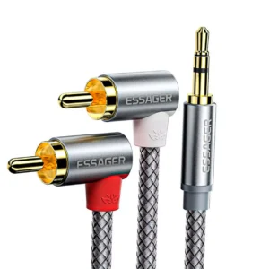 Cable Audio 2 Rca 90° a 1 Plug 3.5mm 2m - imagen secundaria