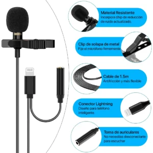 Microfono Solapero Lightning Supervisión De Audio + Filtro - imagen secundaria
