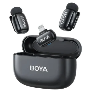 BOYA Mini-15 Micrófono Inalámbrico Dual Lightning Negro Ideal para iPhone, iPad y Grabación Móvil - imagen secundaria