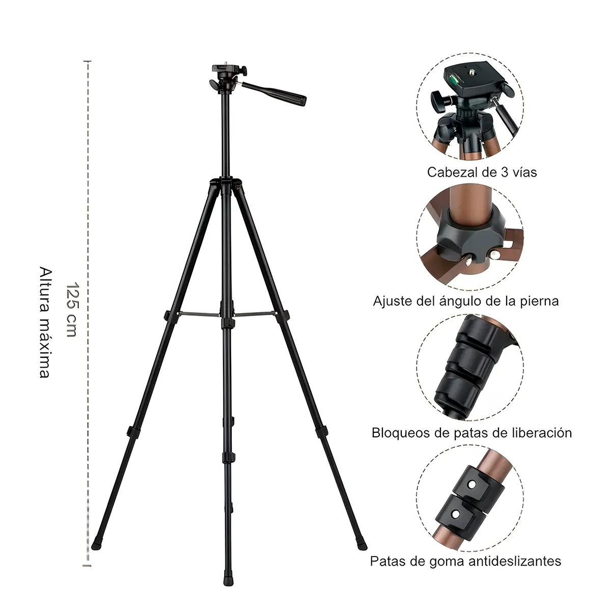 Tripode Weifeng WT 3130 con adaptador para celular y disparador Bluetooth original en Perú