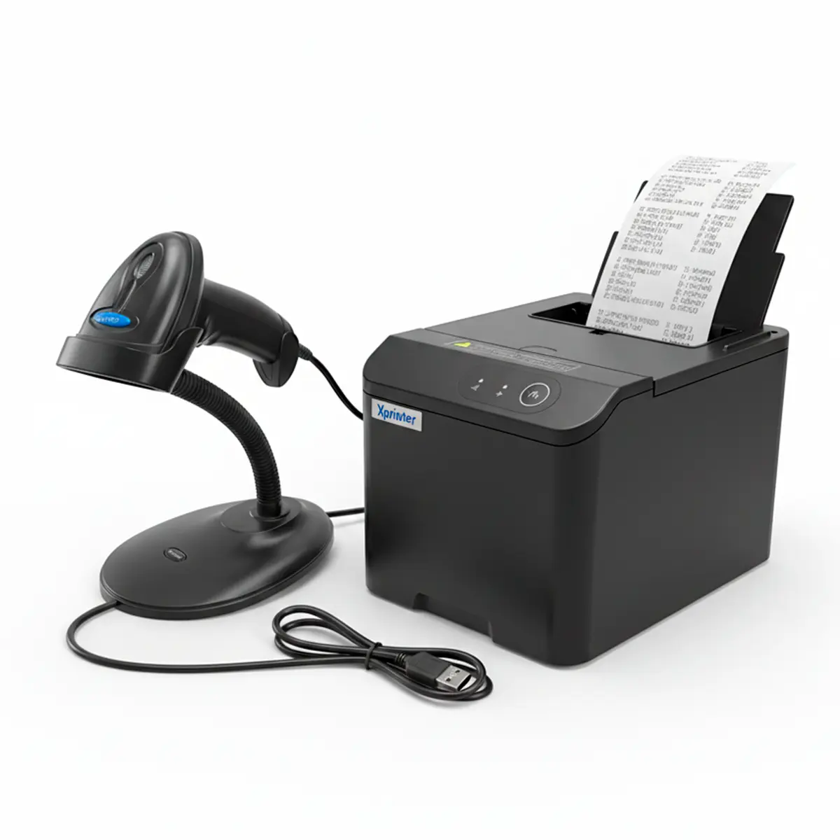 Combo impresora térmica XP-T80Q con lector Netum NT-1228BC inalámbrico
