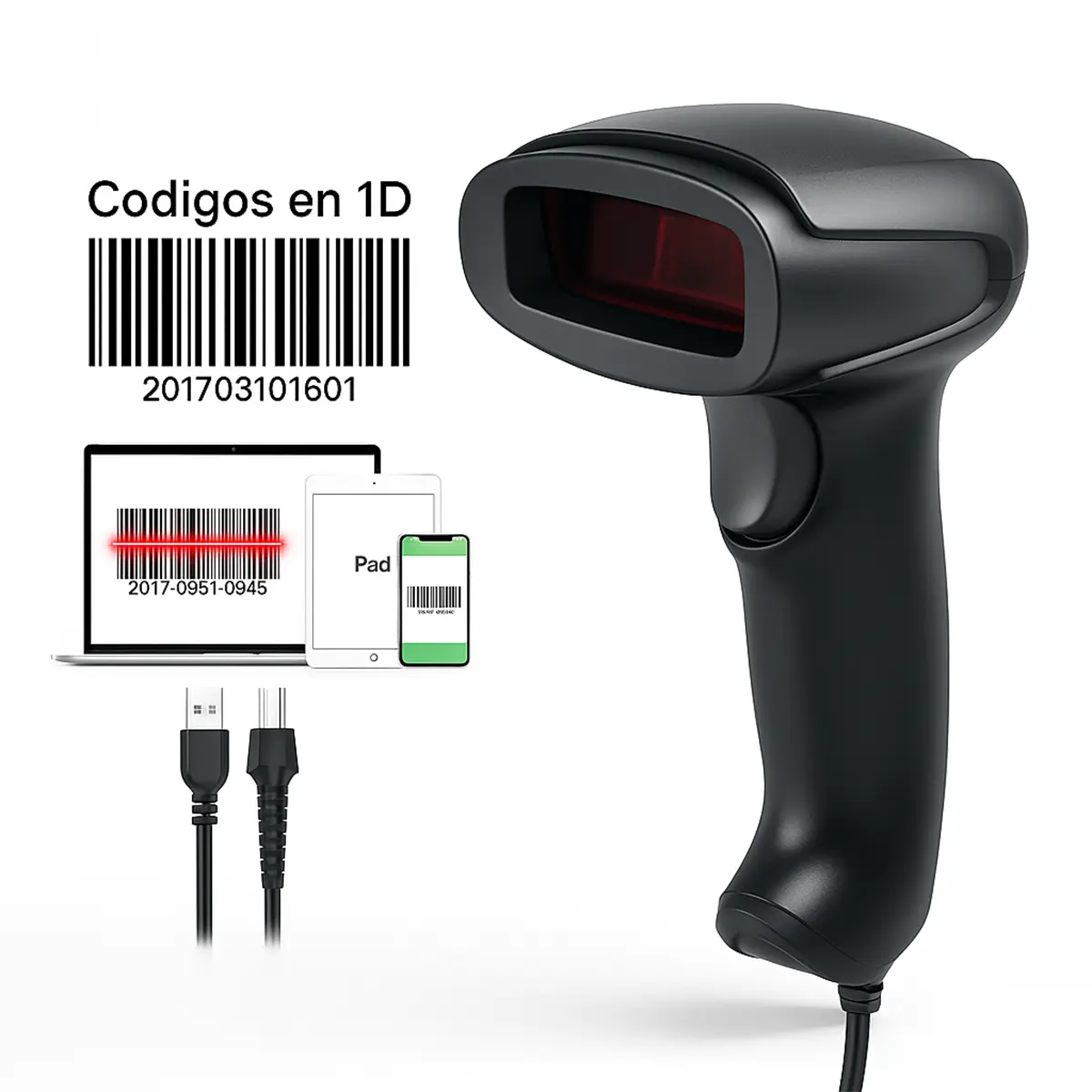 Impresora XP-T80Q y lector de código de barras Netum 1D con soporte