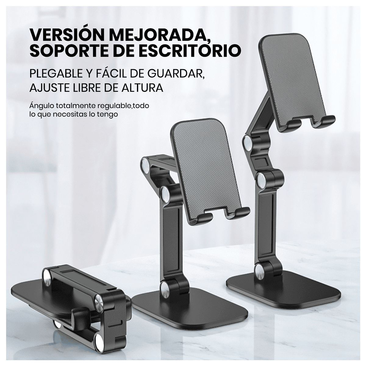 Soporte de escritorio ajustable para celular y tablet