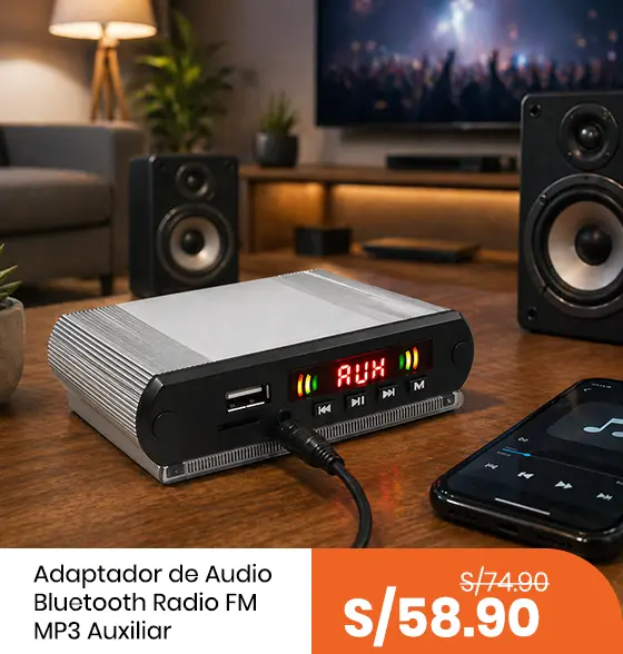 Adaptador de Audio Bluetooth Radio Fm MP3 Auxiliar