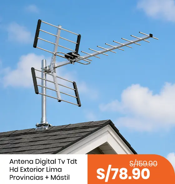 Antena Digital Tv Tdt Hd Exterior Lima Provincias con Mástil