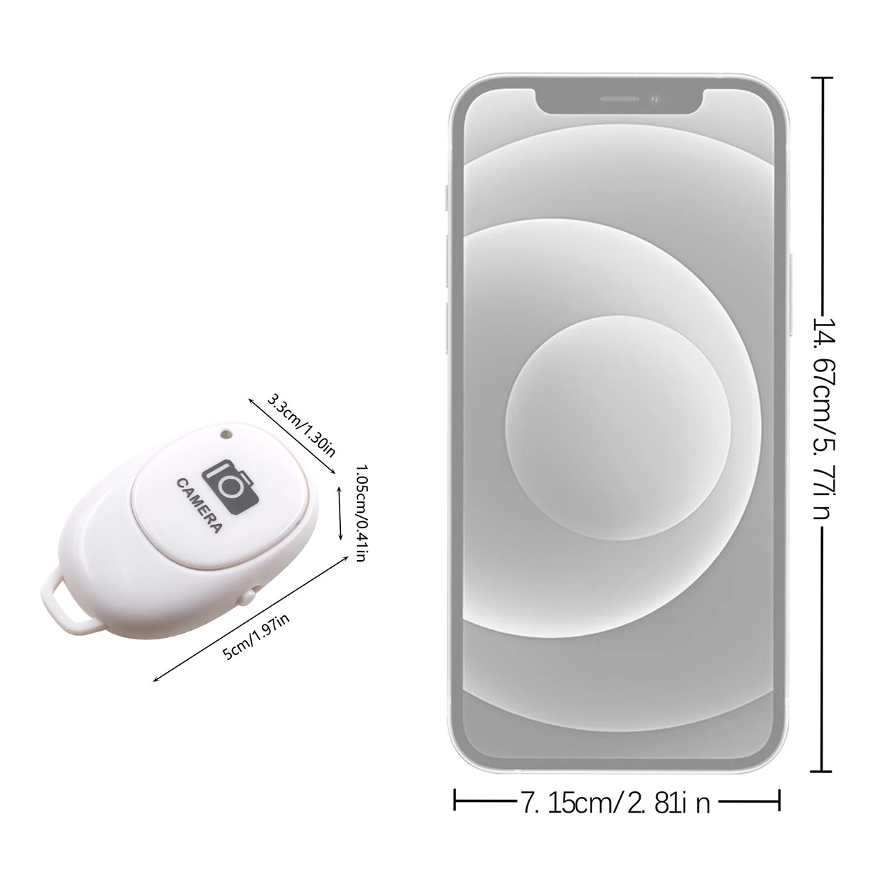 disparador bluetooth blanco dimensiones del smartphone