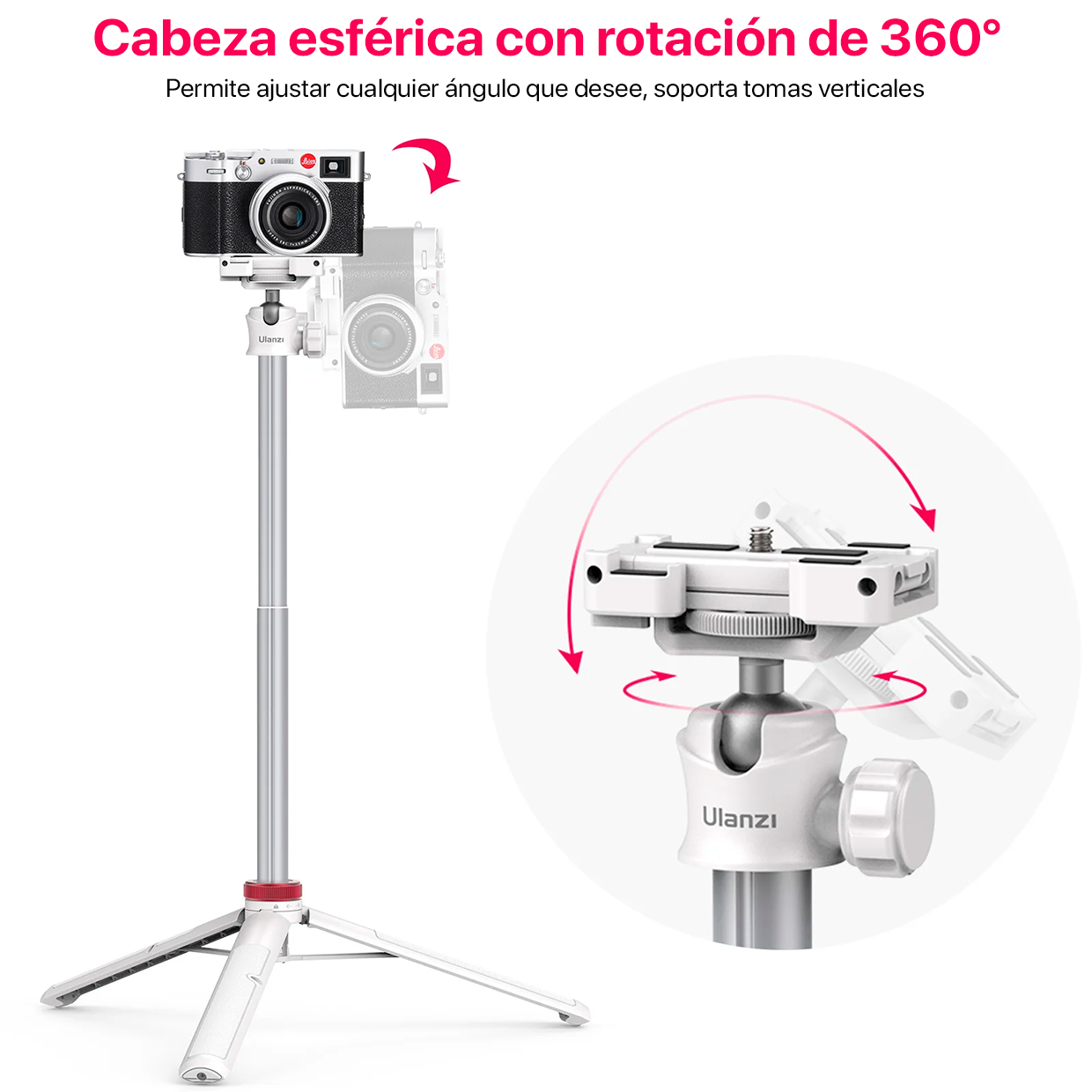 trípode palo selfie ulanzi mt-44 con giro de 360° e inclinación de 180°